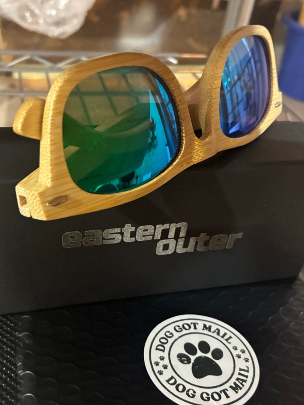 Eastern Outer Bamboo Sunglasses with Green Lenses - Picture 4 of 8